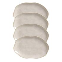 Conjunto Com 04 Travessas Oval Rasa Média 30x20 Cm Orgânico Latte Porto Brasil
