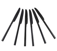 Conjunto com 06 Facas de Mesa Minimal em Aço Inox Preto 22,4cm - Dolce Home