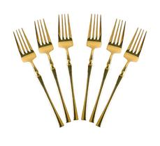 Conjunto com 06 Garfos de Mesa Gold Classic em Aço Inox Dourado 20,2x3cm - Dolce Home