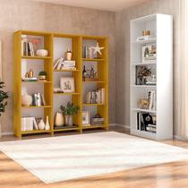 Conjunto com 1 Estante Livreiro 11 Nichos Odelia e 1 Estante Multiuso 5 Nichos Montreal
