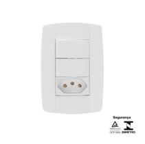 Conjunto com 1 Interruptor Duplo com Tomada 10A 250V - ILUMI