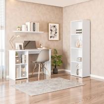 Conjunto com 1 Mesa Escrivaninha 3 Nichos Veneta e 1 Estante Livreiro 4 Nichos Calum