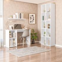 Conjunto com 1 Mesa Escrivaninha 3 Nichos Veneta e 2 Estantes Livreiro 5 Nichos Liverpool