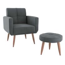 Conjunto com 1 Poltrona e 1 Puff Havana Cinza