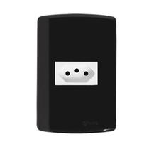 Conjunto com 1 Tomada 2P+T 10A 250V, Modular, com Placa 4x2 e Suporte Branco Conjunto com 1 Tomada 2P+T 10A 250V, Modular, com Placa 4x2 e Suporte Branco