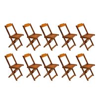 Conjunto com 10 Cadeiras Dobráveis em Madeira Maciça - Mel