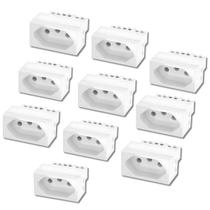Conjunto Com 10 Modulos Recta Santin Tomada 10A Branco B.Lux