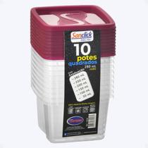 Conjunto Com 10 Portes Quadrados BPA Free Versátil 280 ML Conjunto Com 10 Portes Quadrados BPA Free Versátil 280 ML