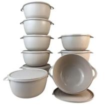 Conjunto com 10 Potes de 1 Litro com tampa Bowl Boll Marmita uso em Microondas Lavalouças Freezer Geladeira BPA FREE CASA BELLA