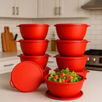 Conjunto com 10 Potes de 1 Litro com tampa Bowl Boll Marmita uso em Microondas Lavalouças Freezer Geladeira BPA FREE CASA BELLA