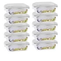 Conjunto Com 10 Potes Vidro 1040ml Hermético Marmita 4 Trava Conjunto Com 10 Potes Vidro 1040ml Hermético Marmita 4 Trava