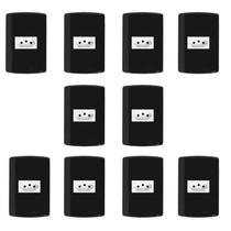 Conjunto com 10 Tomadas 2P+T 10A 250V, Modular, com Placa 4x2 e Suporte Preto Conjunto com 10 Tomadas 2P+T 10A 250V, Modular, com Placa 4x2 e Suporte Preto