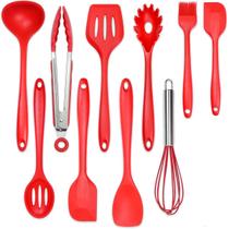 Conjunto Com 10 Utensílios Cozinha Silicone Espátula Concha