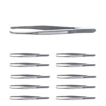 Conjunto com 10un pinça de sobrancelha inox diagonal firme