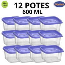 Conjunto Com 12 Potes Quadrado Graduados BPA Free 600 ml