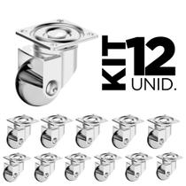 Conjunto Com 12 Rodízios de Silicone Gel Sem Freio 35mm Pequeno Para Móveis, Armários e Equipamentos