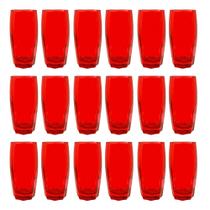 Conjunto com 18 Copos de Vidro 370ml Florence Vermelho