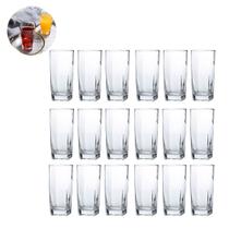 Conjunto Com 18 Copos Vidro Bali Quadrado 320ml Transparente