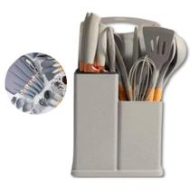 Conjunto Com 19 Utensílios Cozinha Silicone Concha Espátula Cinza - Clink Conjunto Com 19 Utensílios Cozinha Silicone Concha Espátula Cinza - Clink