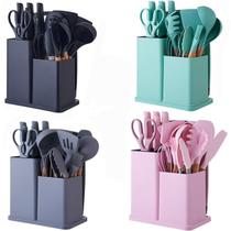 Conjunto Com 19 Utensílios Cozinha Silicone Concha Espátula