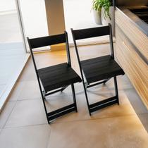 Conjunto com 2 Banquetas alta Dobráveis para bar e balcão em madeira Ismalu