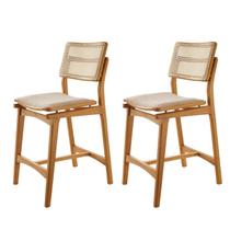 Conjunto com 2 Banquetas em Madeira Eloa Premium Bege/Off White/Imbuia Marrom Conjunto com 2 Banquetas em Madeira Eloa Premium Bege/Off White/Imbuia Marrom