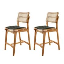 Conjunto Com 2 Banquetas Eva Premium Jade Imbuia Natural