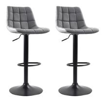 Conjunto com 2 Banquetas Giratórias Kinney Cinza
