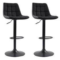 Conjunto com 2 Banquetas Giratórias Kinney Preto - Mobly