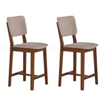 Conjunto com 2 Banquetas Napoli Imbuia e Bege Conjunto com 2 Banquetas Napoli Imbuia e Bege