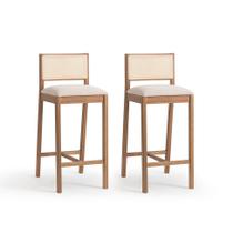 Conjunto com 2 Banquetas Serena com Tela Natural Poliéster Bege e Marrom