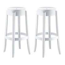 Conjunto com 2 Banquetasde Plástico Shine Branco Conjunto com 2 Banquetasde Plástico Shine Branco