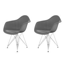 Conjunto com 2 Cadeira para Sala de Jantar Arm Eiffel Cinza/Brasão Conjunto com 2 Cadeira para Sala de Jantar Arm Eiffel Cinza/Brasão