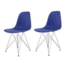 Conjunto com 2 Cadeira para Sala de Jantar Eames PP Eiffel Azul/Bic