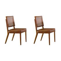 Conjunto Com 2 Cadeiras Aila Mobillare Star Caramelo Imbuia
