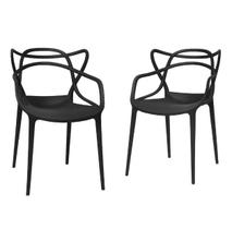 Conjunto com 2 Cadeiras Allegra Pretas Design Moderno e Empilhável em Polipropileno Resistente Conjunto com 2 Cadeiras Allegra Pretas Design Moderno e Empilhável em Polipropileno Resistente