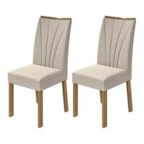 Conjunto com 2 Cadeiras Apogeu Lopas com Tecido Linho - Amêndoa/Bege