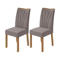 Conjunto com 2 Cadeiras Apogeu Lopas com Tecido Veludo - Amêndoa/Cappuccino