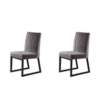 Conjunto com 2 Cadeiras Atena III Cinza Escuro 98 cm - Mais Decor