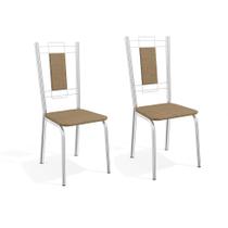 Conjunto com 2 Cadeiras de Cozinha Florença Cromado e Capuccino Conjunto com 2 Cadeiras de Cozinha Florença Cromado e Capuccino