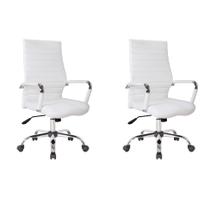Conjunto com 2 Cadeiras de Escritório Diretor Giratórias Cleaner Branco