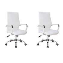 Conjunto com 2 Cadeiras de Escritório Diretor Giratórias Cleaner Branco - Keva