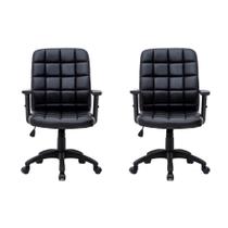 Conjunto com 2 Cadeiras de Escritório Diretor Giratórias Fitz com Braços Ajustáveis Preto