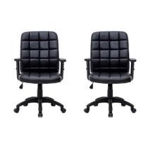 Conjunto com 2 Cadeiras de Escritório Diretor Giratórias Fitz com Braços Ajustáveis Preto - Keva