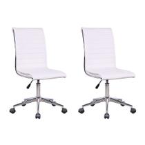 Conjunto com 2 Cadeiras de Escritório Secretária Giratórias Marilyn Branco - Mobly