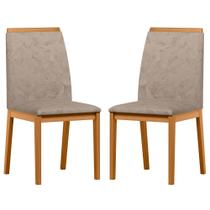 Conjunto com 2 Cadeiras de Jantar Estofada Fernanda Ypê/Camursa Marrom LUX - New Ceval