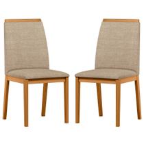 Conjunto com 2 Cadeiras de Jantar Estofada Fernanda Ypê/Linho Areia Ln05 - New Ceval