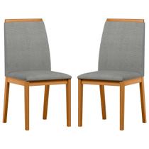 Conjunto com 2 Cadeiras de Jantar Estofada Fernanda Ypê/Linho Cinza Claro Ln02 - New Ceval