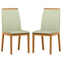 Conjunto com 2 Cadeiras de Jantar Estofada Fernanda Ypê/Linho Palha Ln04 - New Ceval