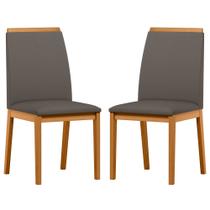 Conjunto com 2 Cadeiras de Jantar Estofada Fernanda Ypê/Veludo Cinza Lo01 - New Ceval